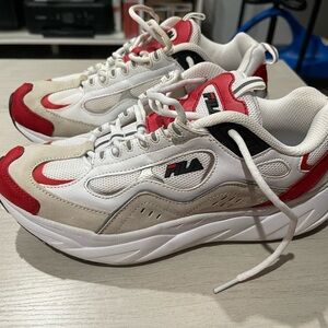 Fila Red, White, and Beige Athletic Shoes